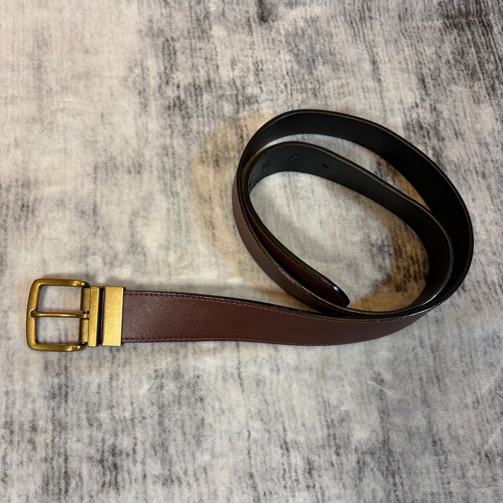 Polo Ralph Lauren Reversible Leather Belt Brown Black Brass Buckle Mens 36 40